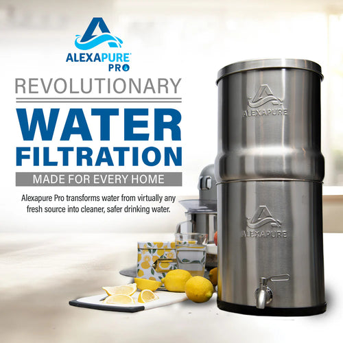 2026 2025 Alexapure Pro Système de Filtration d’Eau par Gravité – Purificateur d’Eau Domestique en Acier Inoxydable Réduit 206 Contaminants, Sans Électricité, Facile à Installer et à Entretenir