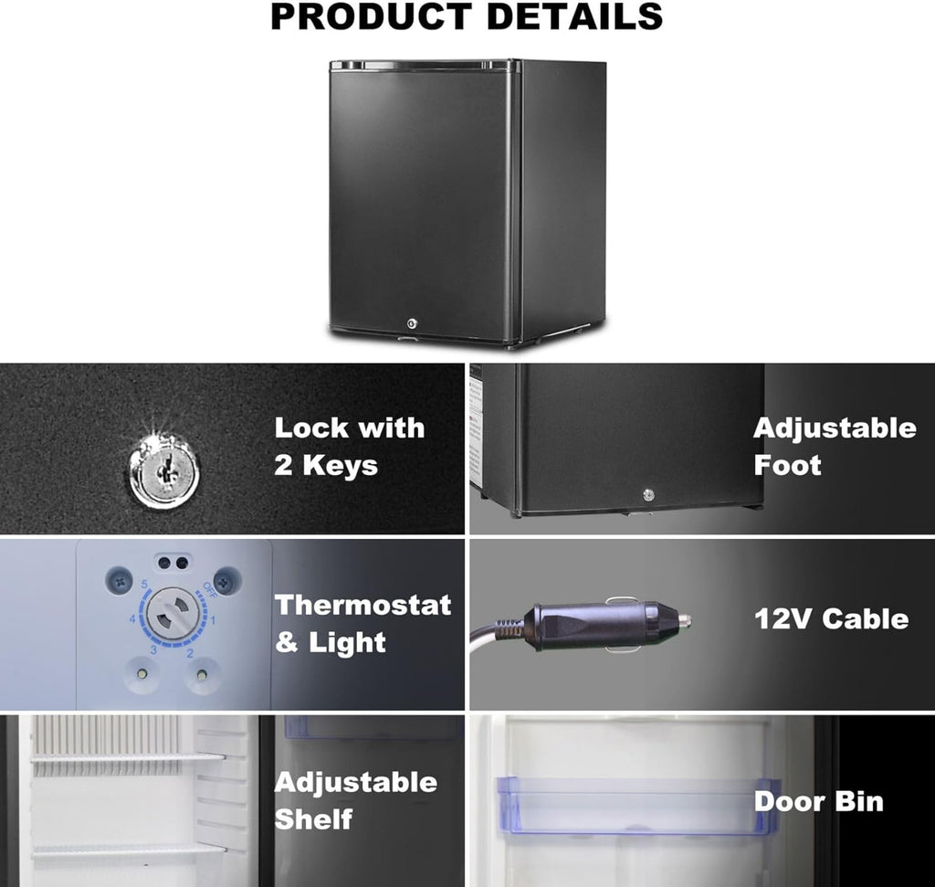 2026 Frigo 12V,Réfrigérateur Camping 12V 220V 40L,Frigo Caravane,Mini Frigo de Chambre,Frigo 12V Camping Car,Réfrigérateur pour Voiture,Van,Fourgon,Bureau,Gîte - Noir -