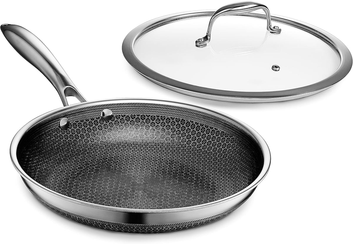 2026 2025 Poêle HexClad Hybrid Antiadhésive 8 Pouces, Poignée Reste-Froide, Compatible Lave-Vaisselle, Résistante au Four jusqu’à 482°C, Compatible Induction et Tous Types de Plaques de Cuisson