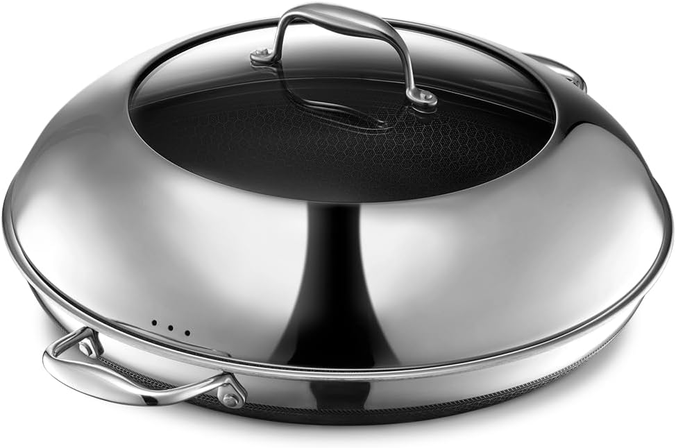 2026 2025 Poêle HexClad Hybrid Antiadhésive 8 Pouces, Poignée Reste-Froide, Compatible Lave-Vaisselle, Résistante au Four jusqu’à 482°C, Compatible Induction et Tous Types de Plaques de Cuisson