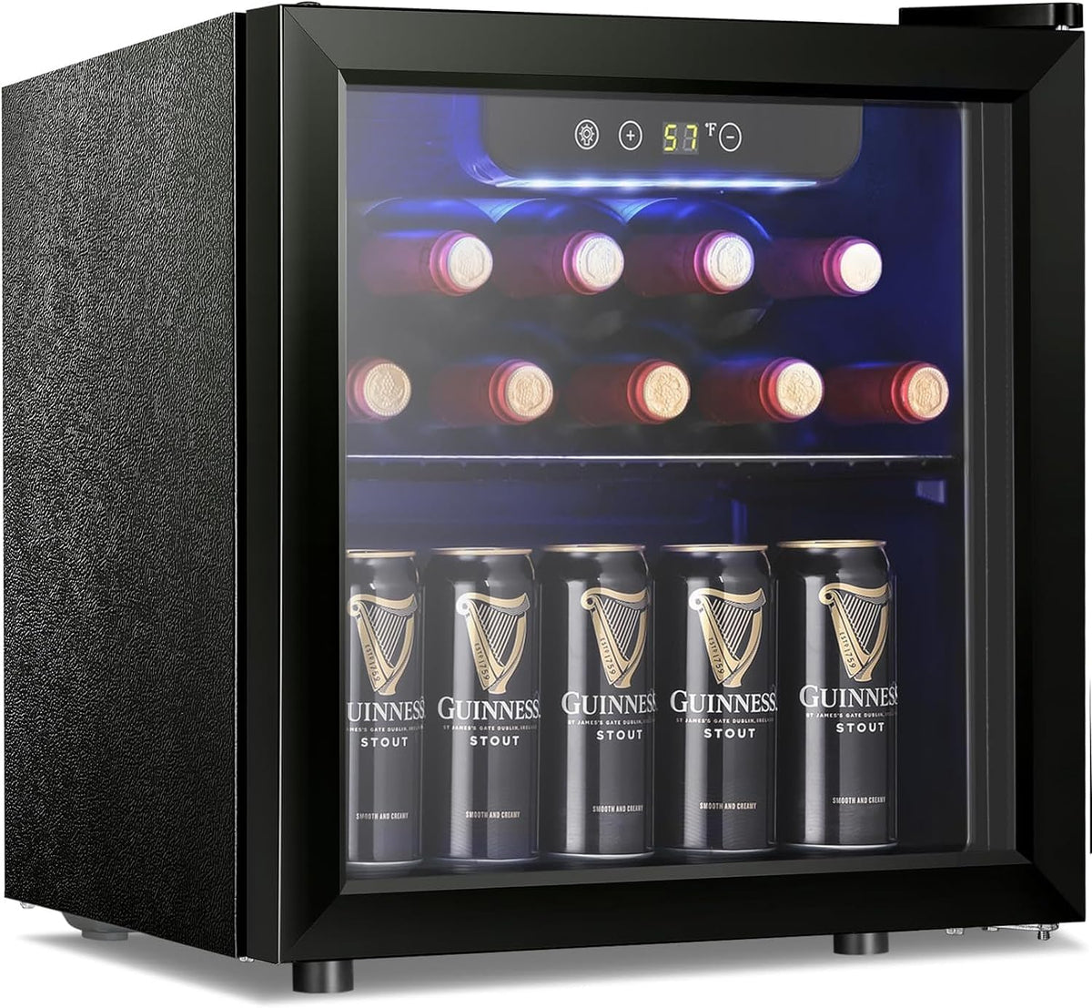 2026 Antarctic Star Weinkühler/-schrank für 36 Flaschen, Getränkekühlschrank, kleiner Mini-Weinkeller, Bier-/Sodabar-Kühlschrank, leiser Betrieb, Kompressor, Temperatureinstellung, freistehend, schwarz, 4,4 Kubikfuß