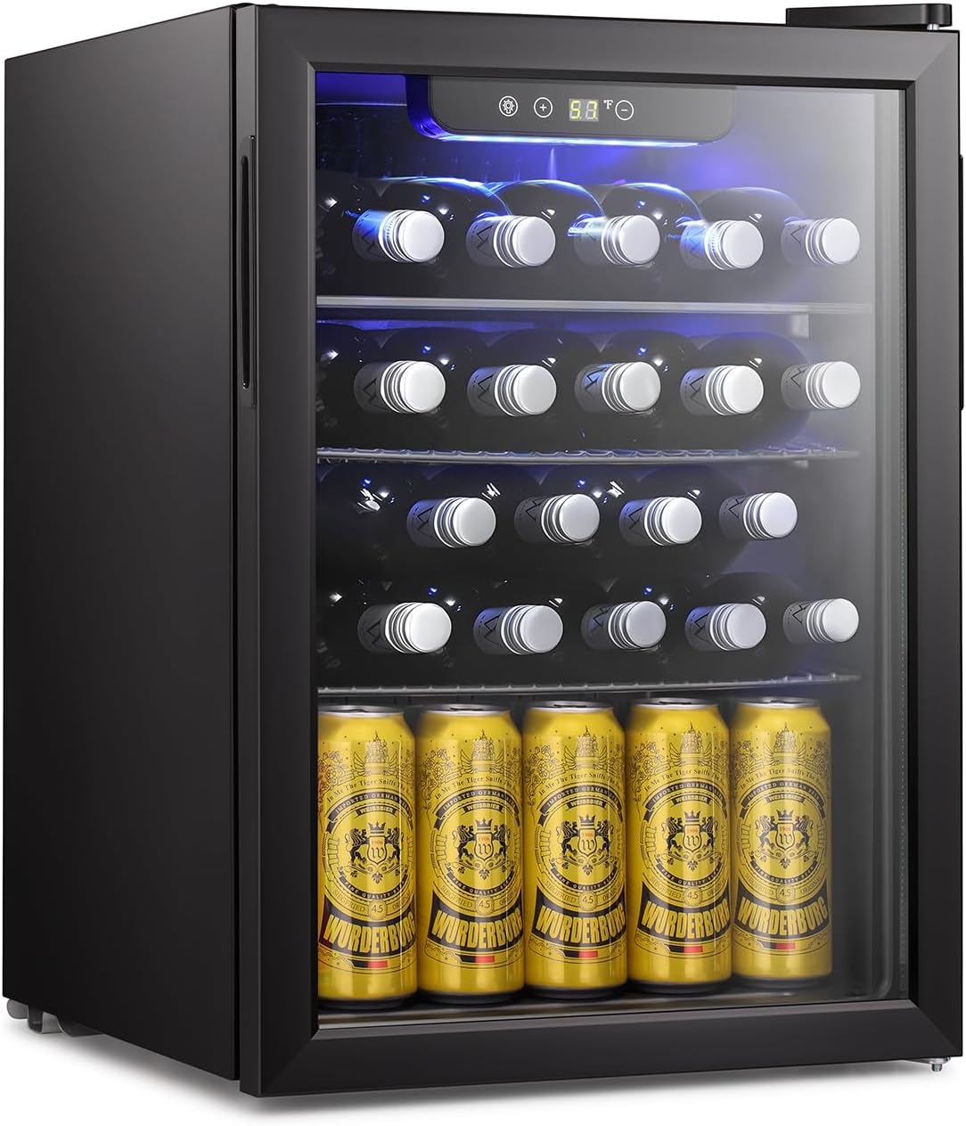 2026 Antarctic Star Weinkühler/-schrank für 36 Flaschen, Getränkekühlschrank, kleiner Mini-Weinkeller, Bier-/Sodabar-Kühlschrank, leiser Betrieb, Kompressor, Temperatureinstellung, freistehend, schwarz, 4,4 Kubikfuß