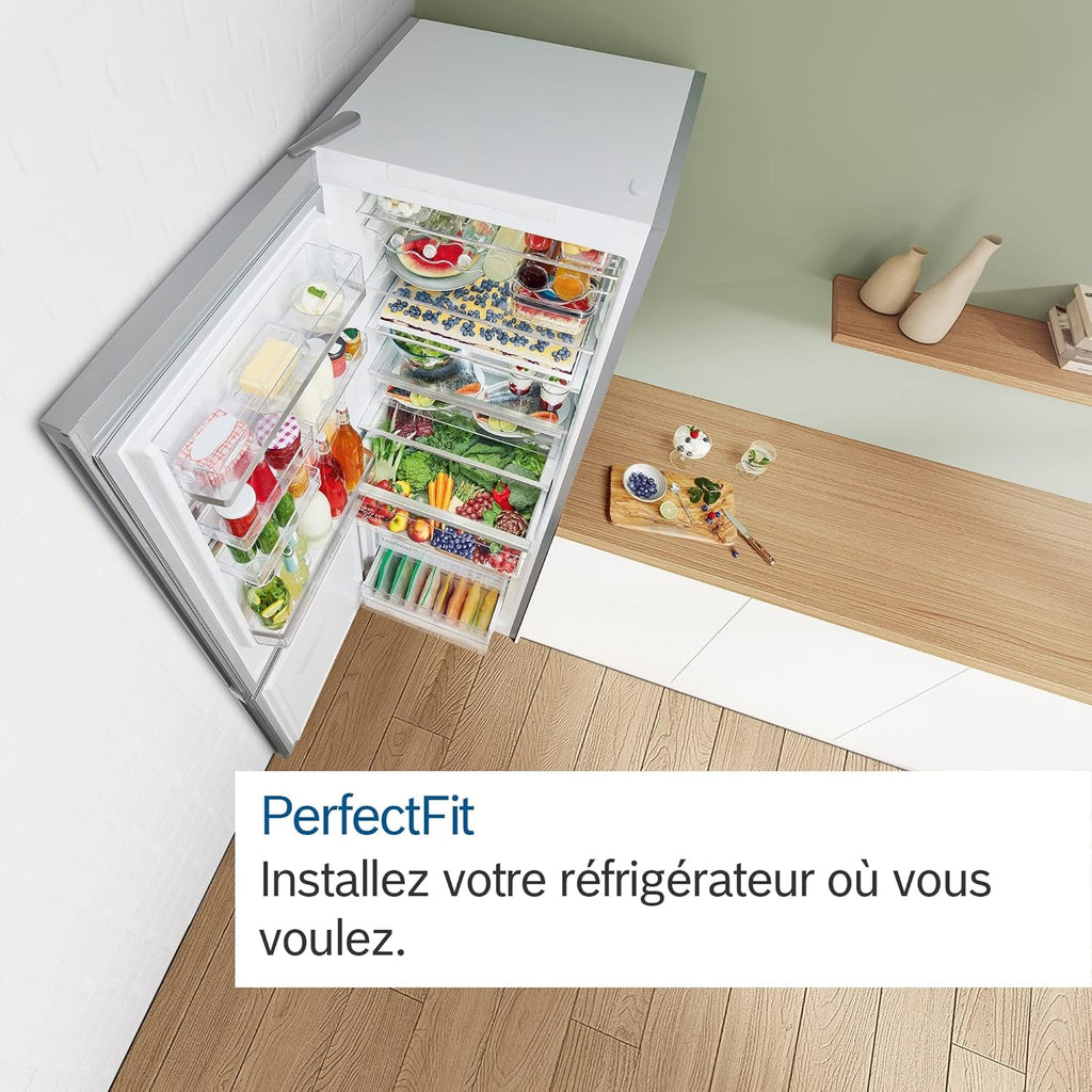 2026 Bosch KGN49XLEA Série 4 - Réfrigérateur Combiné pose-libre - 438 L - 203 x 70 (H x L) - Inox