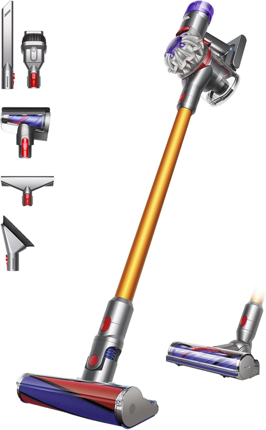 2026 2025 Dyson V8 Advanced™ Aspirateur Balai sans Fil – 130 AW, 40 Min d’autonomie, Brosse Motorbar Auto-démêlante, Accessoires combinés, Station Murale, Argent/Nickel
