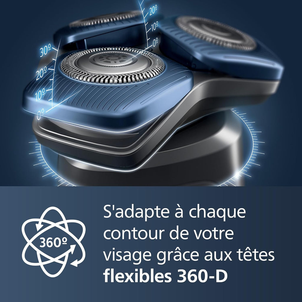 2026 2025 Rasoir Électrique pour Hommes Philips Wet & Dry Series 7000 avec Tondeuse Rétractable, Support de Charge, Étui de Voyage et Cartouche Quick Clean (Modèle S7886/55)