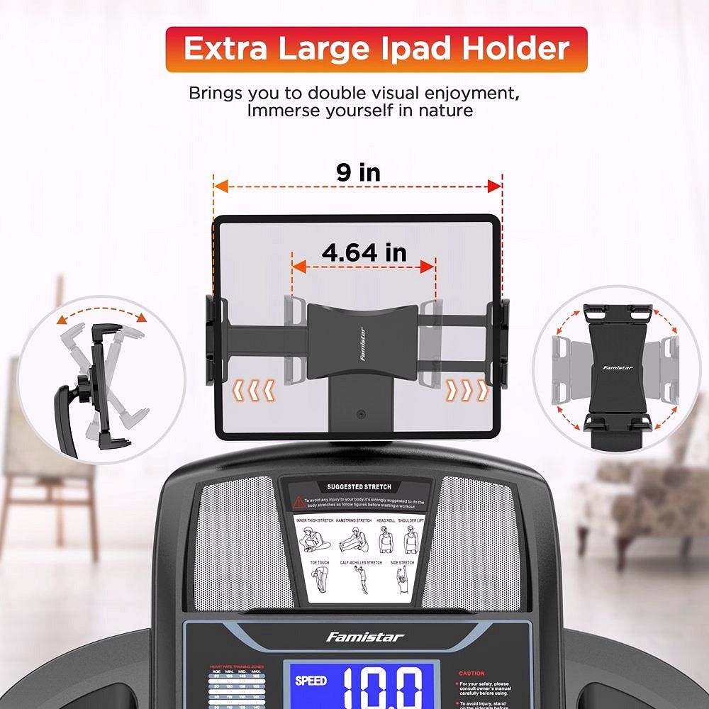 2026 Tapis de course pliable Famistar pour la maison avec inclinaison automatique à 15 niveaux, capacité de 300 lbs, vitesse allant jusqu'à 10 MPH