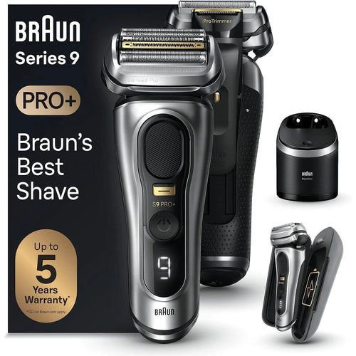 2026 2025 Braun Series 9 Pro+ 9477cc Nass- und Trockenrasierer mit 5-in-1 SmartCare Center und PowerCase, Silber