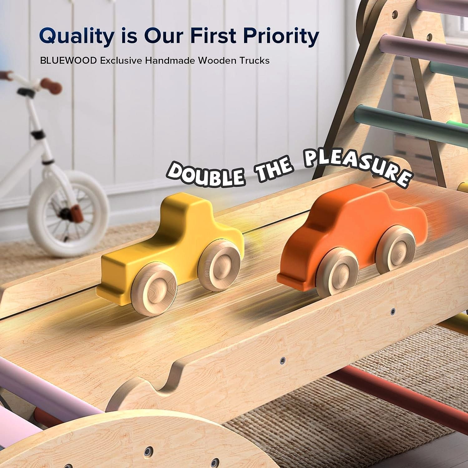 2026 Ensemble Triangle de Pikler 7-en-1 – Aire d’Escalade Montessori Pliable en Bois pour Enfants, avec Arche, Rampe & Échelle – Arc-en-ciel