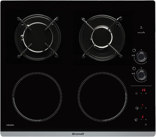 2026 2025 Brandt BPI6413BM – Table de Cuisson Mixte Induction & Gaz, 4 Foyers, 9 Niveaux, Édition Limitée