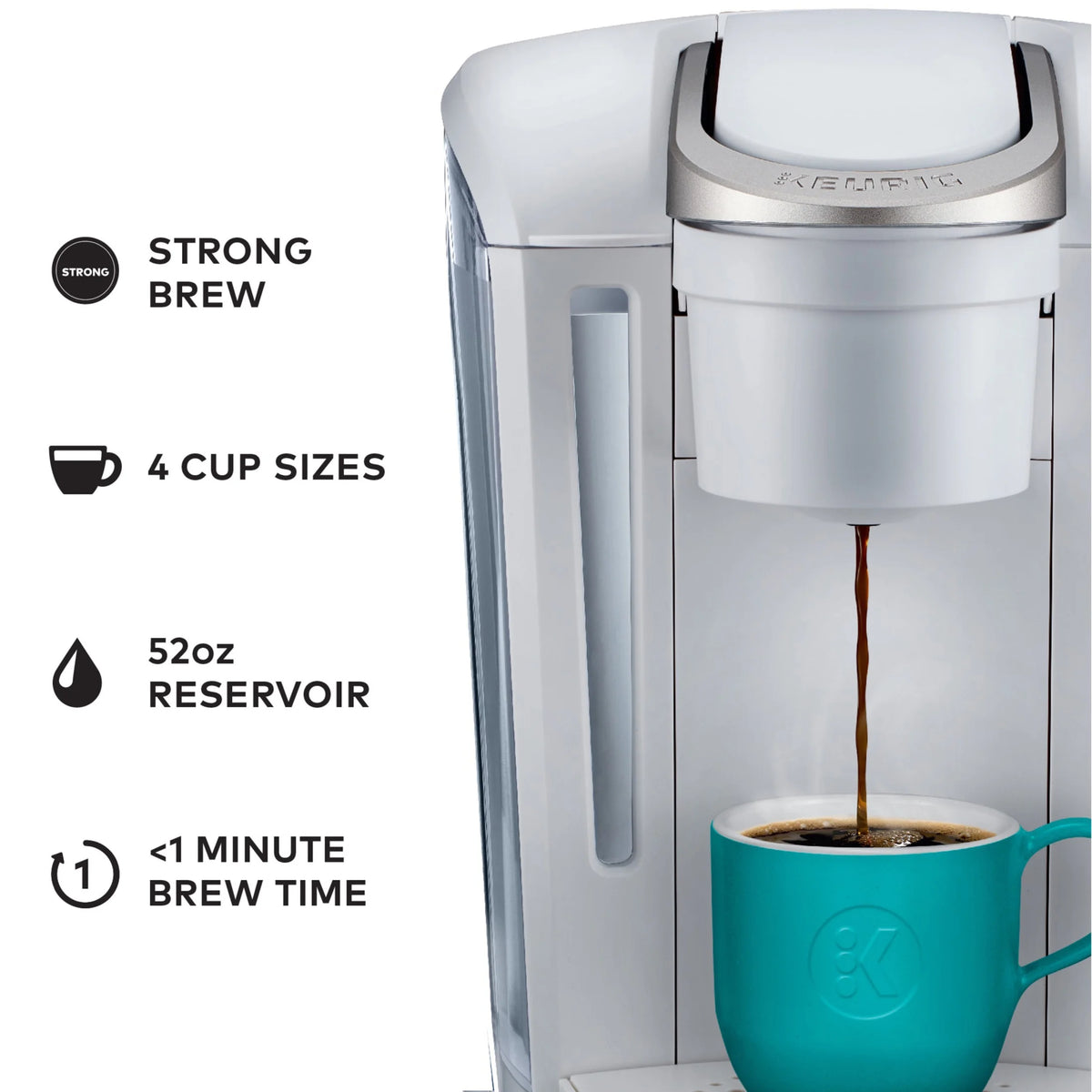 2026 2025 Keurig K-Select Machine à Café à Dosettes K-Cup à Usage Unique, Édition Matte White – Infuseur Simple, Fonction Strong Brew et Réservoir 52 oz