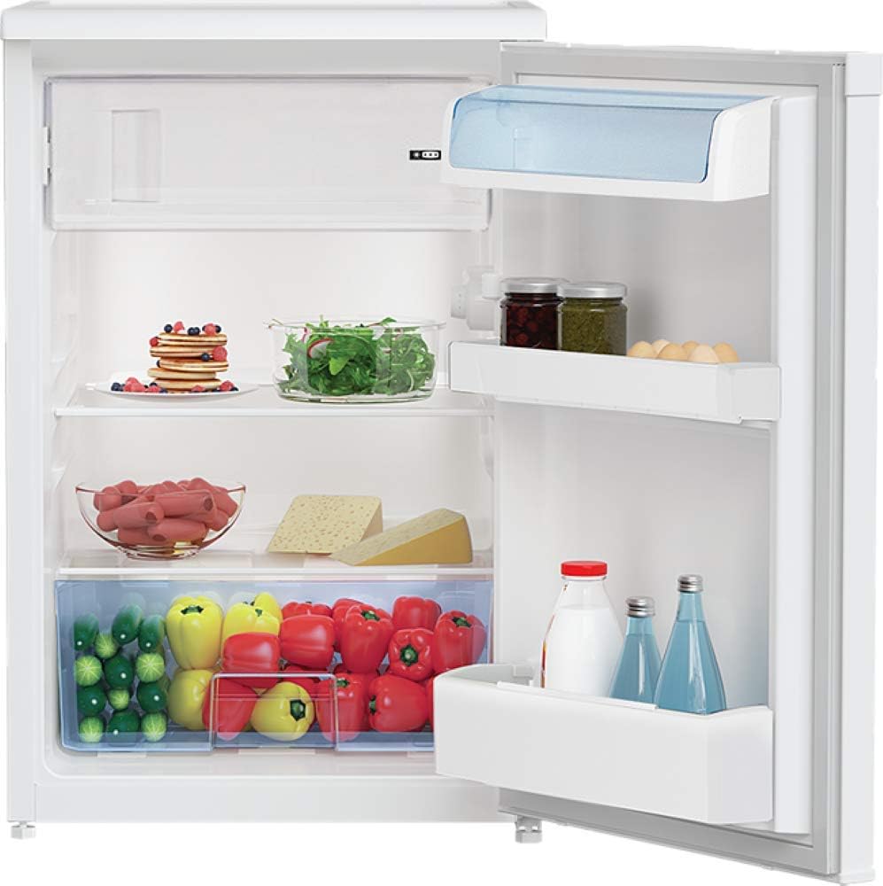 2026 Beko TSE1284N Réfrigérateur table top - Volume total 114L : 101L (Réfrigération) + 13L (Congélation), Compartiment congélation 4 étoiles, MinFrost, Charnière de porte réversible, blanc