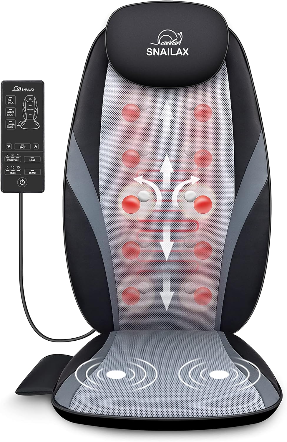 2026 2025 Coussin de Massage Shiatsu Snailax avec Chaleur – Coussin de Fauteuil Massant pour Dos, Massage Kneading pour Maison et Bureau